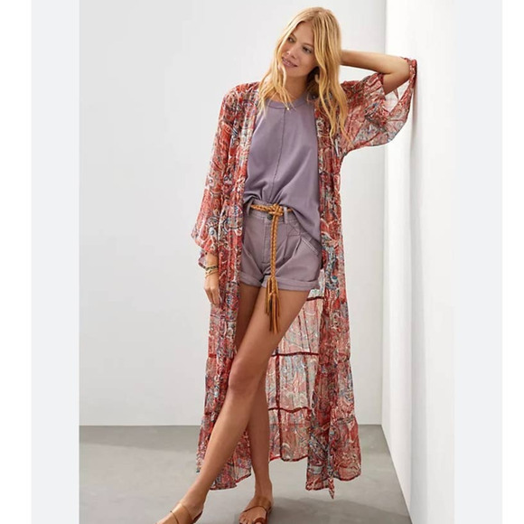 ANTHROPOLOGIE‎ Paisley Tiered Kimono SZ O/S - Picture 1 of 8